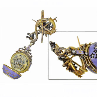 Swiss gold, silver and enamel Boule de Genève watch Circa 1915