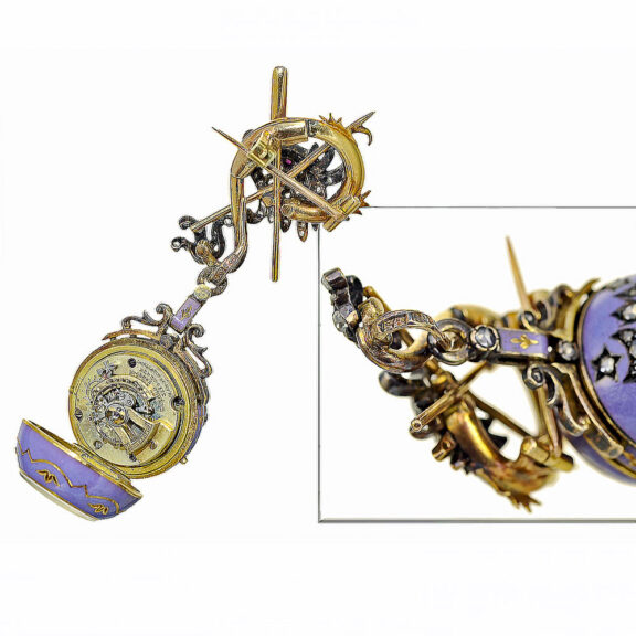 Swiss gold, silver and enamel Boule de Genève watch Circa 1915 Swiss gold, silver and enamel Boule de Genève watch Circa 1915