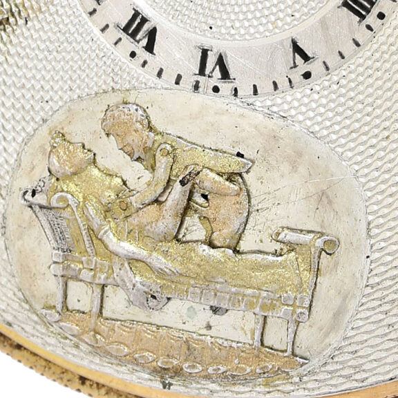 French gold erotic figured automaton pocket watch Circa 1820 French gold erotic figured automaton pocket watch Circa 1820