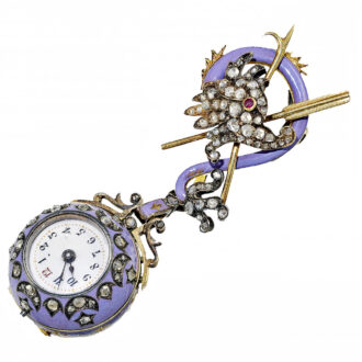 Swiss gold, silver and enamel Boule de Genève watch Circa 1915