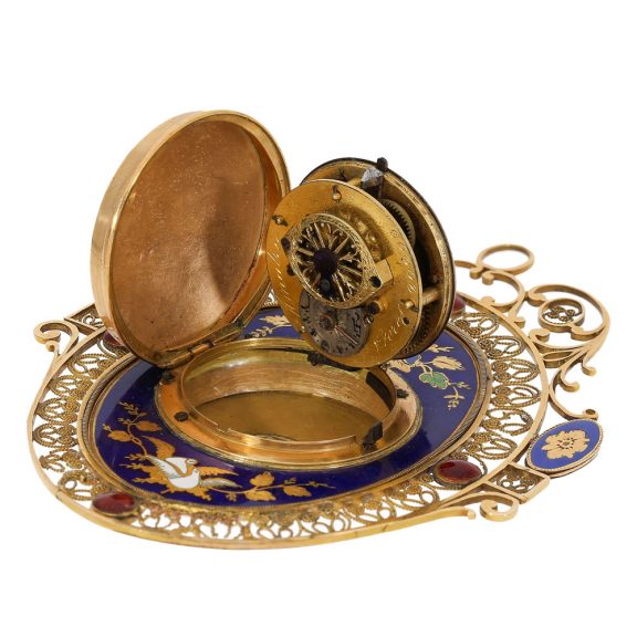 Swiss 18 carat gold and enamel verge pendant watch Circa 1800 Swiss 18 carat gold and enamel verge pendant watch Circa 1800