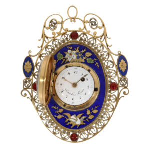 Swiss 18 carat gold and enamel verge pendant watch Circa 1800