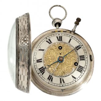Austrian silver double wheel duplex coach watch Circa 1800