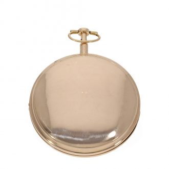 Swiss 18K gold bras en l'air verge pocket watch Circa 1800