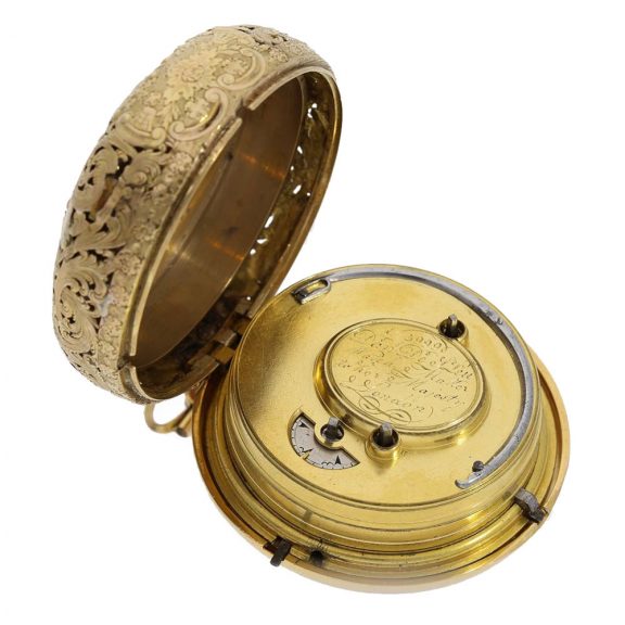 Early English gold pair cased verge with self strike Circa 1785 Early English gold pair cased verge with self strike Circa 1785
