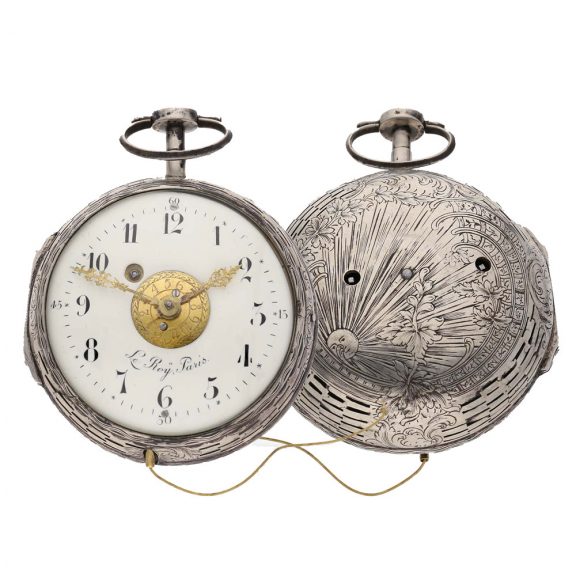 French silver complicated early coach watch with self strike Circa 1760 French silver complicated early coach watch with self strike Circa 1760