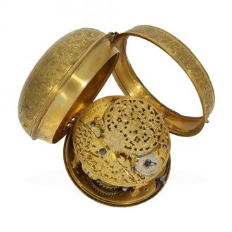 Early French gold plated oignon pocket watch Circa 1710