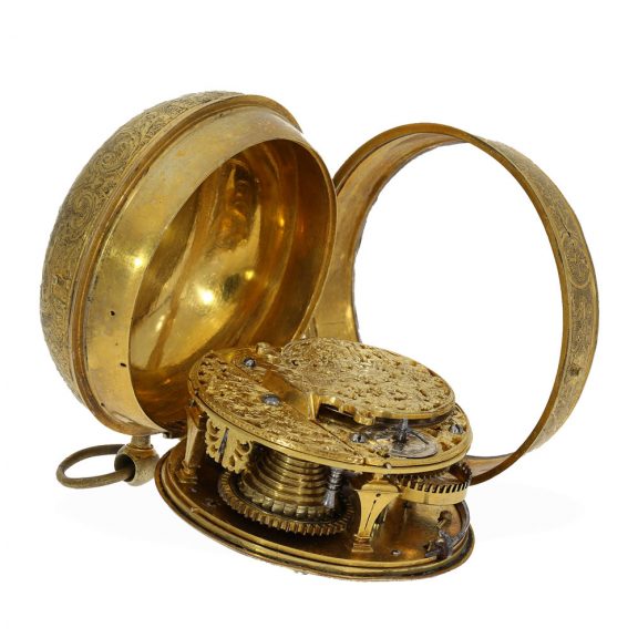 Early French gold plated oignon pocket watch Circa 1710 Early French gold plated oignon pocket watch Circa 1710