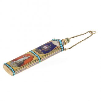 Swiss 18 carat gold and enamel perfume flasks with watch Circa 1810