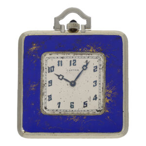 French 18 carat white gold enamelled Art deco pocket watch Circa 1925