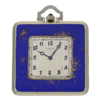 French 18 carat white gold enamelled Art deco pocket watch Circa 1925