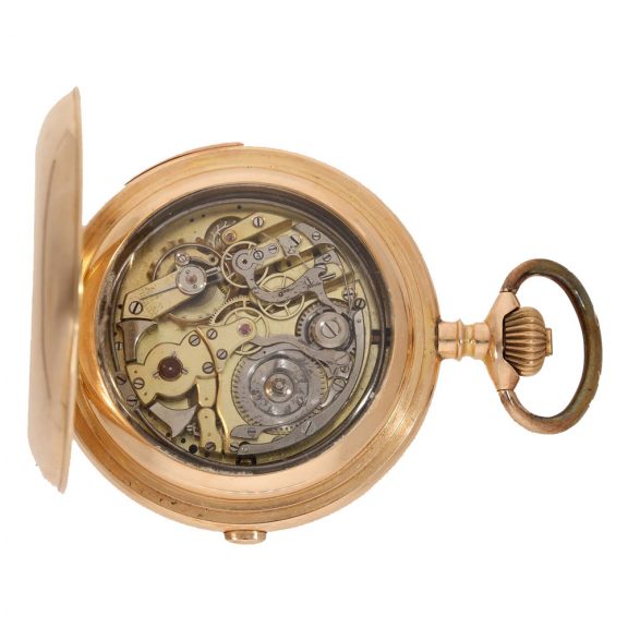 Swiss large 14 carat gold repeating chronograph Circa 1900 Swiss large 14 carat gold repeating chronograph Circa 1900