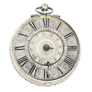 Swiss early silver verge pocket watch with alarm Circa 1680