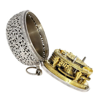 Swiss early silver verge pocket watch with alarm Circa 1680