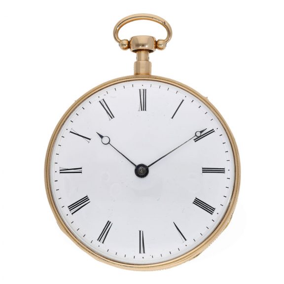 Swiss gold and enamel quarter repeating musical watch Circa 1820 Swiss gold and enamel quarter repeating musical watch Circa 1820