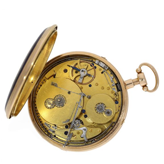 Swiss gold and enamel quarter repeating musical watch Circa 1820 Swiss gold and enamel quarter repeating musical watch Circa 1820