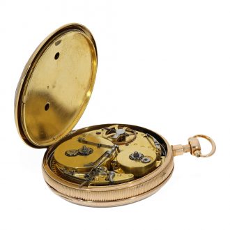 Swiss gold and enamel quarter repeating musical watch Circa 1820