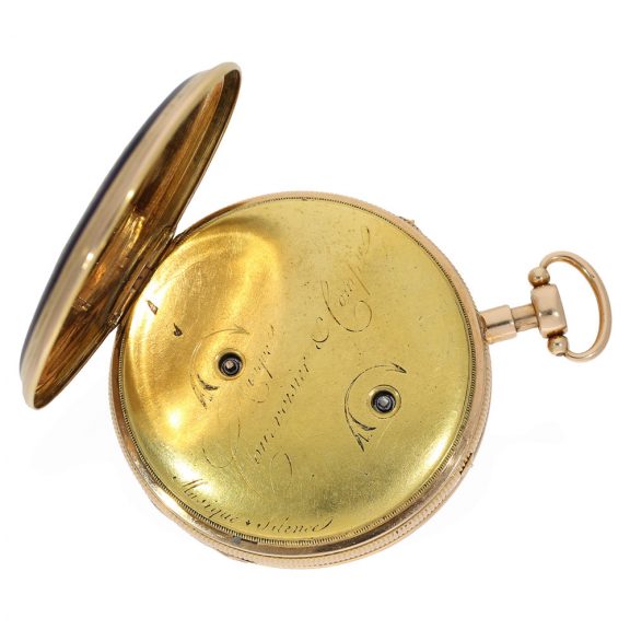 Swiss gold and enamel quarter repeating musical watch Circa 1820 Swiss gold and enamel quarter repeating musical watch Circa 1820