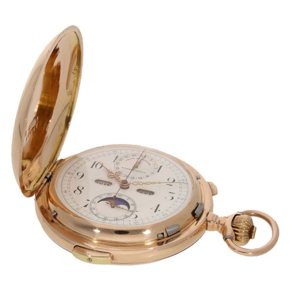 Swiss 14K gold hunting cased astronomical watch Circa 1900 Swiss 14K gold hunting cased astronomical watch Circa 1900