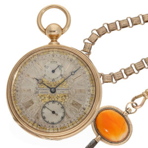English 18 Carat pink gold chronometer with champlevé dial Circa 1870