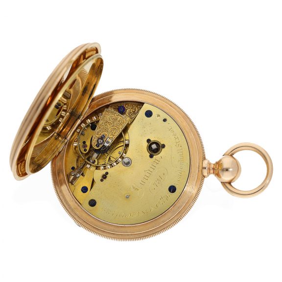 English 18 Carat pink gold chronometer with champlevé dial Circa 1870 English 18 Carat pink gold chronometer with champlevé dial Circa 1870