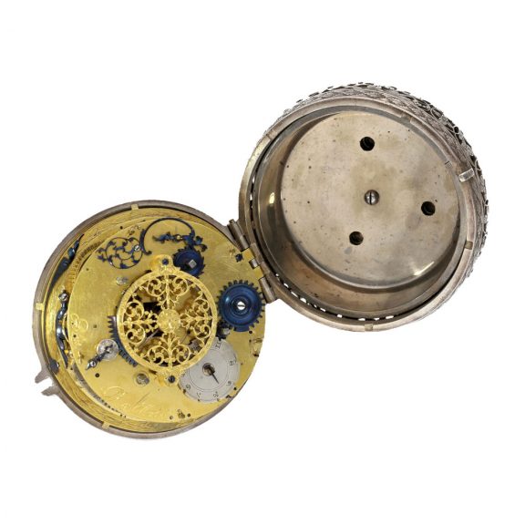 French silver coach clock with self strike and alarm Circa 1650 French silver coach clock with self strike and alarm Circa 1650