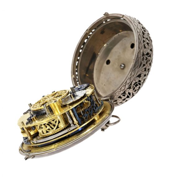 French silver coach clock with self strike and alarm Circa 1650 French silver coach clock with self strike and alarm Circa 1650