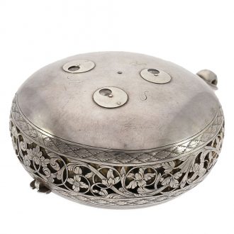 French silver coach clock with self strike and alarm Circa 1650