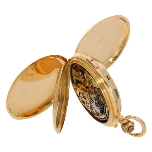 Swiss gold lever watch with six complications Circa 1890 Swiss gold lever watch with six complications Circa 1890