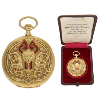 Swiss 18 carat gold and enamel high relief watch Circa 1907