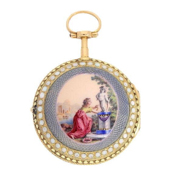 French gold and enamel verge with chatelaine Circa 1770