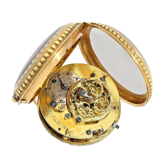 French gold and enamel verge with chatelaine Circa 1770 French gold and enamel verge with chatelaine Circa 1770
