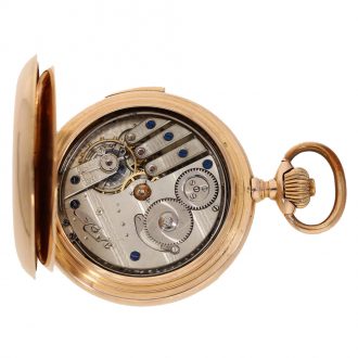 Swiss 18 carat gold full hunter case watch with automaton Circa 1890