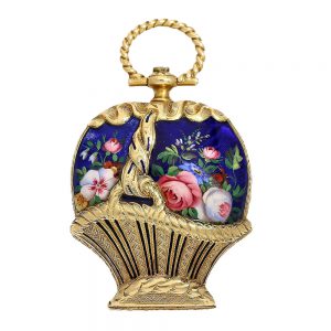 Swiss gold cylinder watch in shape of flower basket Circa 1800