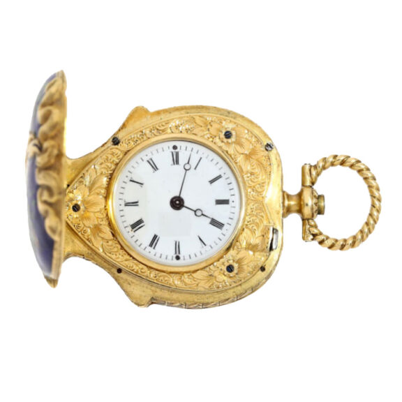 Swiss gold cylinder watch in shape of flower basket Circa 1800 Swiss gold cylinder watch in shape of flower basket Circa 1800