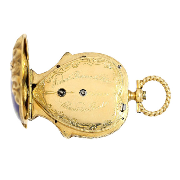 Swiss gold cylinder watch in shape of flower basket Circa 1800 Swiss gold cylinder watch in shape of flower basket Circa 1800