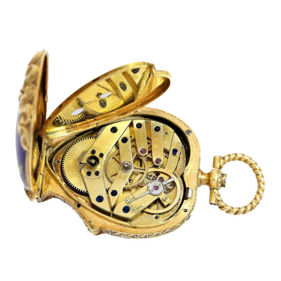 Swiss gold cylinder watch in shape of flower basket Circa 1800 Swiss gold cylinder watch in shape of flower basket Circa 1800