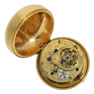 The movement has an early English cylinder escapement and is beautifully engraved