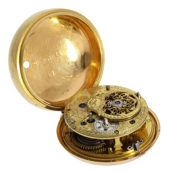 The movement has an early English cylinder escapement and is beautifully engraved The movement has an early English cylinder escapement and is beautifully engraved