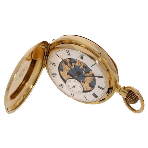 Swiss 18 carat gold watch with automaton and minute repeater Circa 1890 Swiss 18 carat gold watch with automaton and minute repeater Circa 1890