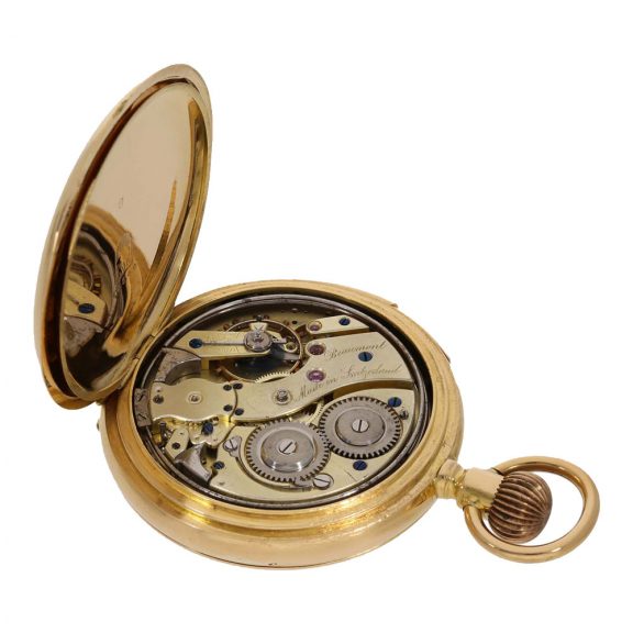Swiss 18 carat gold watch with automaton and minute repeater Circa 1890 Swiss 18 carat gold watch with automaton and minute repeater Circa 1890