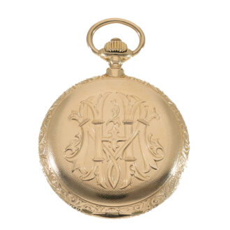 German 18 carat gold ornately designed hunter case pocket watch Circa 1898