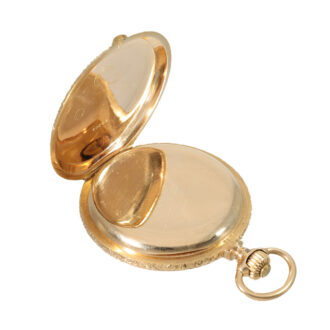 German 18 carat gold ornately designed hunter case pocket watch Circa 1898