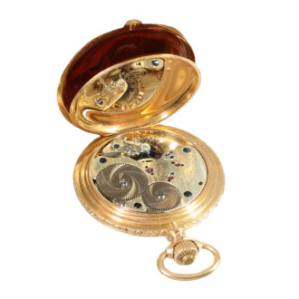 German 18 carat gold ornately designed hunter case pocket watch Circa 1898