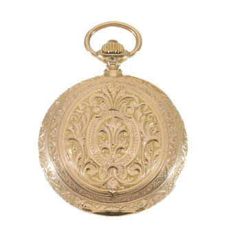 German 18 carat gold ornately designed hunter case pocket watch Circa 1898