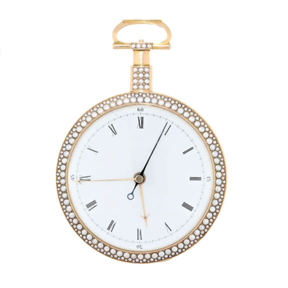 English gold duplex watch with diamond and pearls Circa 1796 English gold duplex watch with diamond and pearls Circa 1796