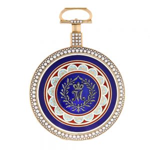 English gold duplex watch with diamond and pearls Circa 1796
