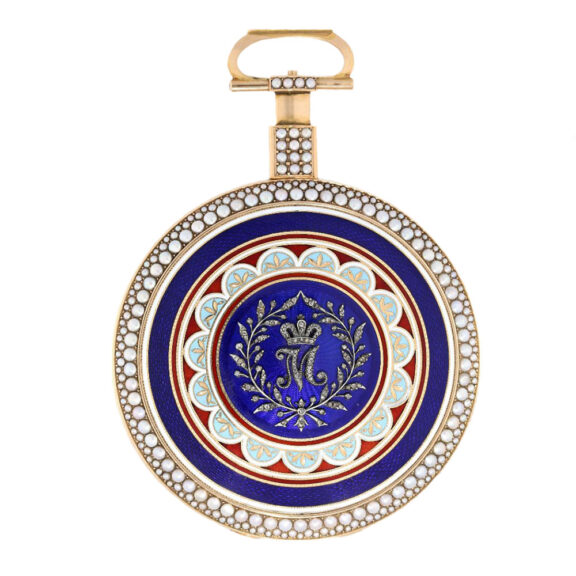 English gold duplex watch with diamond and pearls Circa 1796 English gold duplex watch with diamond and pearls Circa 1796
