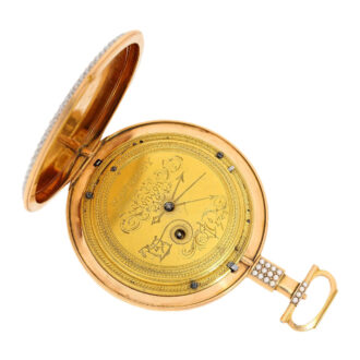 English gold duplex watch with diamond and pearls Circa 1796 English gold duplex watch with diamond and pearls Circa 1796