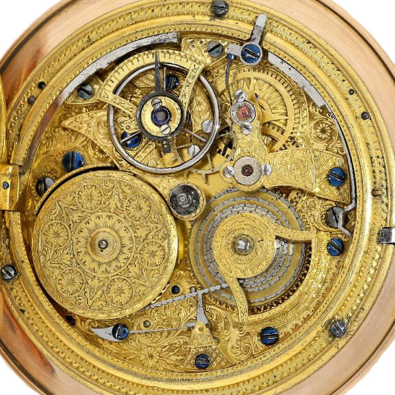 English gold duplex watch with diamond and pearls Circa 1796 English gold duplex watch with diamond and pearls Circa 1796